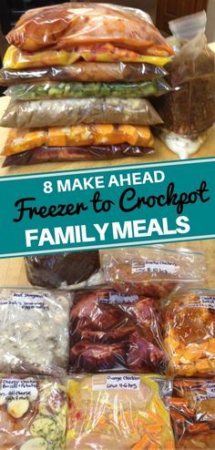 Make Ahead Family Meals, Frozen Crockpot Meals, Crockpot Freezer Meals, Resep Makanan Beku, Freezer Dinners, Slow Cooker Freezer Meals, Freezer Friendly Meals, Freezable Meals, Freezer Meal Planning