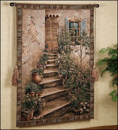 Tuscan Villa II Tapestry Wall Hanging Tuscan Wall Art, Tuscan Decor Ideas, Tuscan Wall Decor, Tuscany Art, Style Toscan, Tuscan Walls, Tuscan Art, Tuscan Home Decor, Tuscany Home