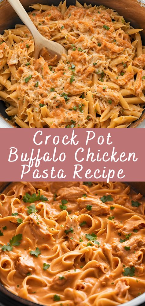 Crock Pot Buffalo Chicken Pasta Recipe | Cheff Recipes Popular Crock Pot Recipes, Crockpot Meals Chicken Pasta, Crock Pot Family Favorites, 4 Ingredient Slow Cooker Chicken, Pasta Dinner Recipes Crockpot, Easy Crock Pot Meals For Picky Eaters, 6 Hr Crockpot Recipes, Meal Prep Ideas Crockpot, Mini Crockpot Chicken Recipes