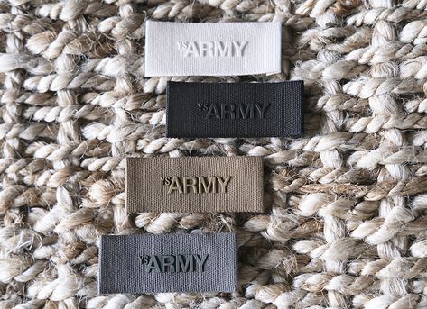 LABELS – texcart Woven Label Design Ideas, Woven Labels Clothing, Clothing Tag Ideas, Luxury Label Design, Clothes Label, High Density Print, Clothes Labels, Money Clothing, Clothing Labels Design