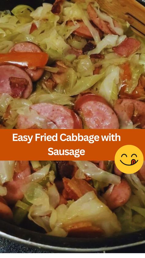 Looking for a delicious and satisfying meal that's quick and easy to prepare? Look no further than this savory Fried Cabbage with Kielbasa recipe! Wit... Fried Cabbage With Kielbasa, Easy Fried Cabbage With Sausage, Polish Sausage Recipes Kielbasa Fried Cabbage, German Cooked Cabbage Recipes, Cooked Cabbage And Sausage, Kielbasa And Potatoes And Cabbage, Easy Cabbage Casserole Recipes, Kielbasa And Cabbage Recipes, What To Cook With Cabbage