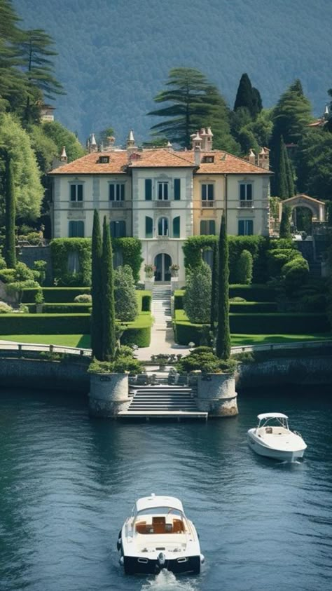 Villa Interior Design Luxury, Lake Como Houses Italian Villa, Lake Como Architecture, Lake Como Mansion, Villa Lake Como, Lake Como Old Money Aesthetic, Mansion On A Lake, Villa Wallpaper, Villa Aesthetic