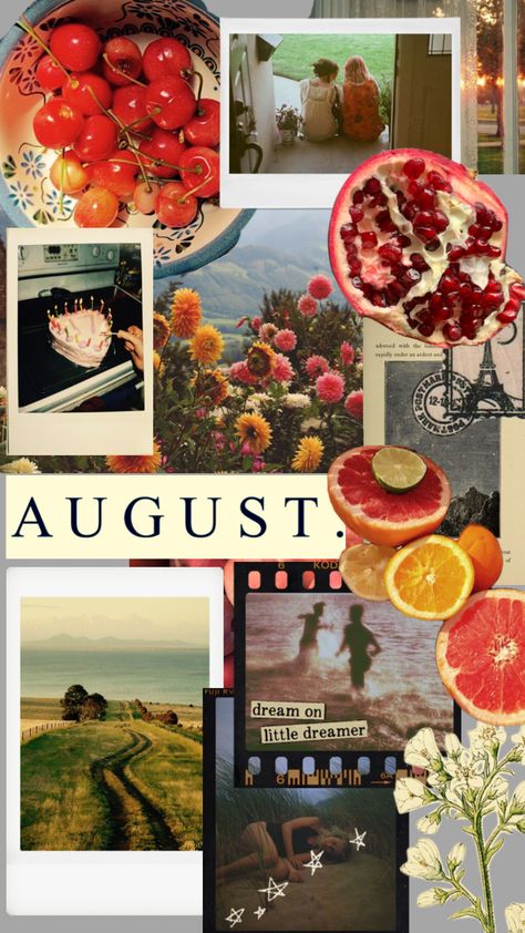 August Season Aesthetic, Wallpaper Backgrounds August, Wallpaper Iphone August, August Vibes Wallpaper, August Wallpaper Collage, August Collage Wallpaper, August Aesthetic Collage, August Mood Board Aesthetic, August Birthday Aesthetic