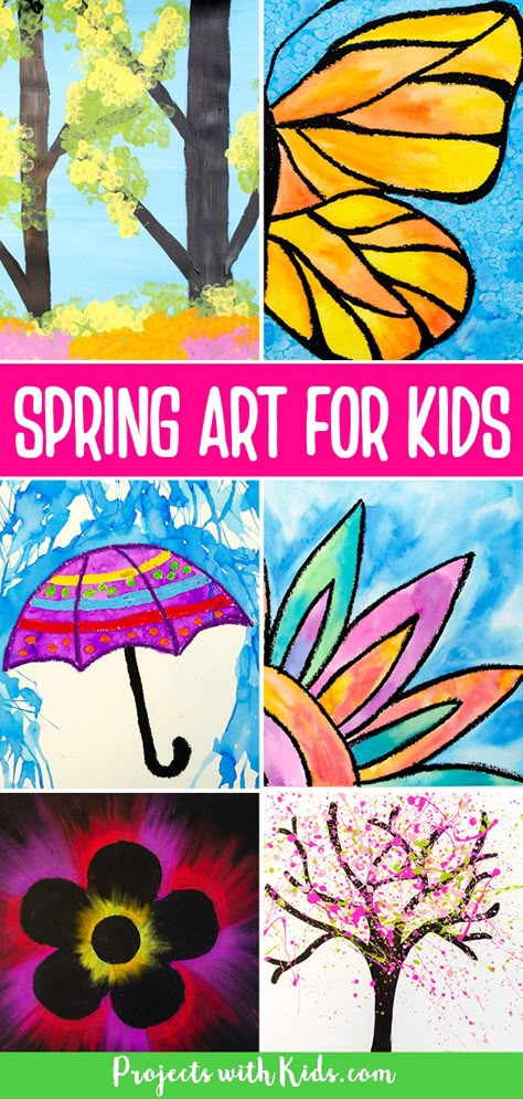 Bunny Crafts For Kids, Spring Art For Kids, Homeschool Art Projects, Easter Art Project, Colorful Art Projects, Spring Arts And Crafts, Spring Flower Art, Kindergarten Art Lessons, Summer Art Projects