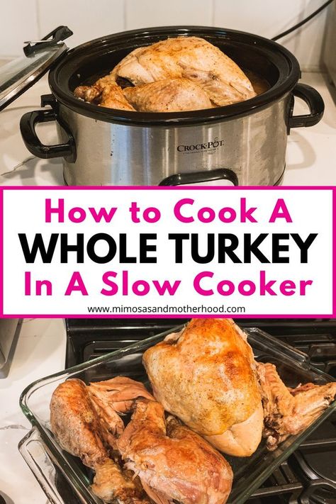 This simple slow cooker turkey recipe is perfect if you don’t want to stress about roasting one in the oven. With just a little bit of prep, this delicious whole turkey cooks all day with no brining or basting. If you’re wondering how to cook a turkey in a crockpot, you’ve found the easiest and most delicious recipe! Slow Cooker Whole Turkey, Turkey Crockpot, How To Cook Turkey, Turkey Breast Crockpot, Turkey Crockpot Recipes, Easy Crock Pot Recipes, Cook Turkey, Whole Turkey Recipes, Cooking Turkey Breast