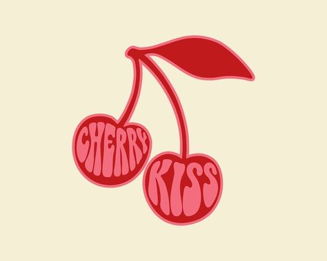 Cherry Logo Design, Graphic Design For Clothing, Aesthetic Logo Design Ideas, Trippy Logo, Aesthetic Logos, Clothing Logos, Funky Logo, Cherry Illustration, Crystal Shops