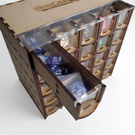 Dice Display, Initiative Tracker, Diy Dice, Dice Storage, Date Night Games, Apothecary Decor, Dnd Crafts, Laser Engraved Ideas, Dungeons And Dragons Dice