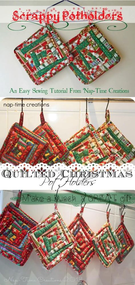 Potholder Patterns Free, Christmas Pot Holders, Potholder Tutorial, Easy Quilting Techniques, Quilted Potholder Pattern, Sewing Gift Ideas, Christmas Potholders, Holiday Hand Towels, Christmas Sewing Projects