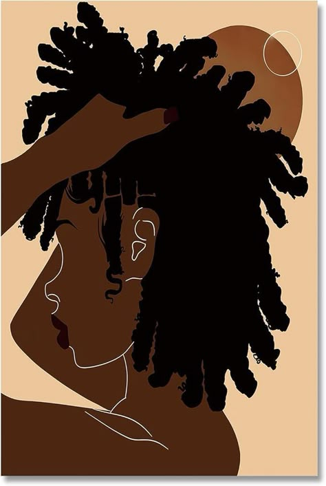 Boho African American Wall Art African Women Art Drawing Paintings, Boho Wall Pictures, Pictures For Bathroom, Boho Art Painting, African American Art Women, American Wall Art, Cartoon Art Drawing, African American Wall Art, Queen Poster