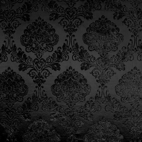 Rodeo Home Tonal Damask Chenille | Casino Fabric | Wayfair Matte Bathroom, Crown Background, Black Rodeo, Black Upholstery Fabric, Damask Design, Fabric Yellow, Dark Halloween, Damask Fabric, Black Crown