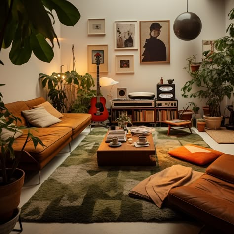 Music Listening Nook, Music Listening Corner, Listening Room Design, Turn Table Set Up, Japanese Listening Room, Listening Room Ideas, Cozy Record Store, Listening Corner, Record Player Setup Living Rooms