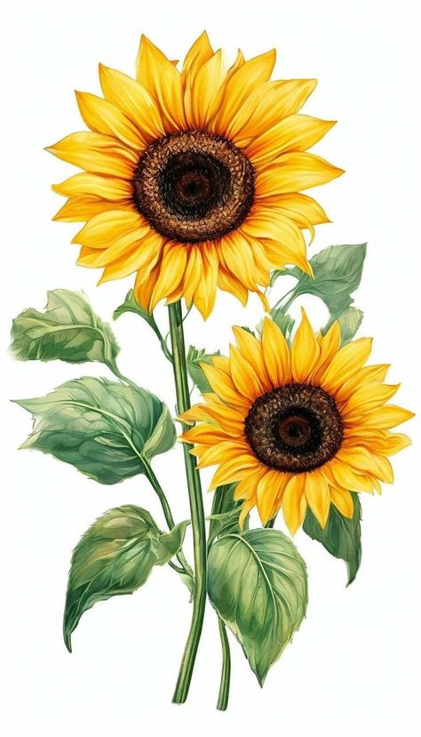 Sunflower Marker Drawing, Sunflower Drawing Painting, Half Sunflower Drawing, Sunflower Art Aesthetic, Flower Drawing Sunflower, Sunflower Drawing Aesthetic, Sunflower Design Drawing, Drawings Of Sunflowers, Drawing Sunflowers