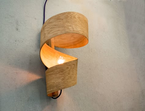 Steam Bent Wood Projects, Bent Wood Lamp, Steam Bent Furniture, Bent Wood Projects, Wall Lampshade, Steam Bent Wood, Modern African Decor, Wall Lamps Diy, Steam Bending Wood