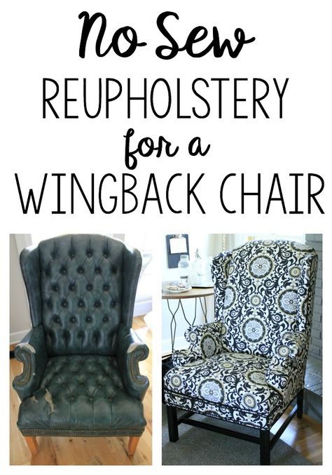 Here's how I took an eyesore of an old armchair and turned it into a showpiece -my no sew method to reupholster a wingback chair. Reupholster Couch Diy, Reupholster Chair Diy, Reupholster Couch, Old Armchair, Upholstered Chairs Diy, Diy Furniture Upholstery, Reupholster Chair Dining, Furniture Reupholstery, Reupholster Chair