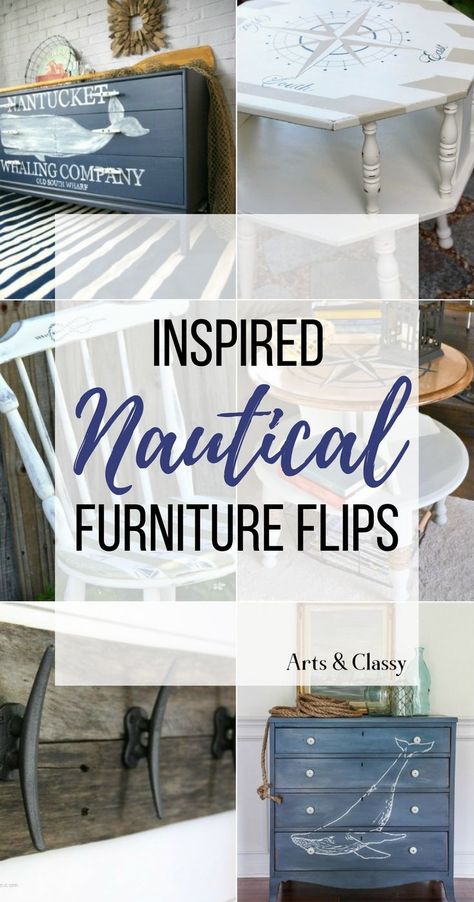 Check out these 15 Nautical Furniture Flips - DIY furniture inspiration with coastal flair. How to paint furniture for nautical and coastal home decor. Diy Furniture On A Budget, Nautical Furniture, Do It Yourself Home Decor, Diy Furniture Repurpose, Diy Furniture Cheap, Contemporary Bedroom Design, Dresser Painted, Furniture Makeover Ideas, Painted Bedroom Furniture