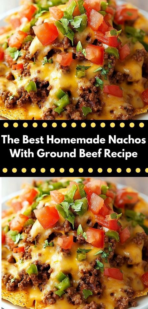 Searching for a fun meal to share? This nachos recipe with ground beef is not only simple to make but also customizable for every taste. Enjoy a delicious family dinner that everyone can personalize! Nachos With Ground Beef, Ground Beef Nachos, Nachos Recipe Beef, Beef Nachos, Easy Nachos, Ground Recipes, Homemade Nachos, Ground Beef Recipe, Nachos Beef