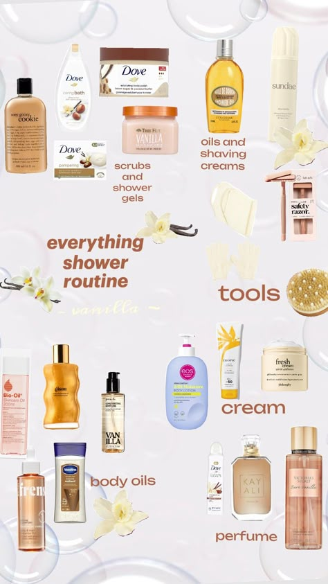 vanilla everything shower routine 🌸 Smell Good Routine, Pink Vanilla Girl, Everything Shower Routine, To Smell Like Vanilla, Vanilla Vibes, Smell Like Vanilla, Body Skin Care Products, How To Smell Good, Body Self Care