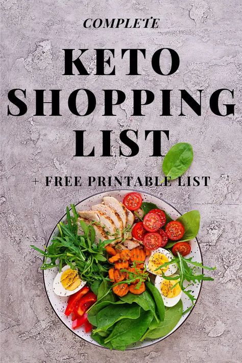 This keto shopping list is the complete version of keto foods you can buy at the store. Beginning the ketogenic diet might seem overwhelming, but having a list of all the keto grocery food list Shopping Printable, Cheap Keto Meal Plan, Keto Diet Shopping List, Smoothies Easy, Ketogenic Food List, Diet Vegetables, Diet Shopping List, Keto Approved Foods, Keto Meat