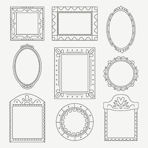 Doodle frame set hand drawn style | Free Vector #Freepik #freevector #hand-drawn-frame #doodle-frame #ornament-hand-drawn #frame-set Frames Design Graphic, Marco Vintage, Vector Doodle, Doodle Frame, Doodle Frames, Cute Easy Doodles, Easy Frame, Diy Journal Books, Drawing Frames