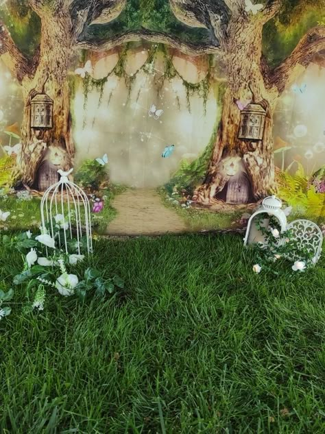 Enchanted Forest Decorations, Free Texture Backgrounds, 2nd Birthday Photos, Baby Photography Backdrop, Studio Backdrops Backgrounds, Birthday Background Design, Fairy Photoshoot, Baby Backdrop, Background Spring