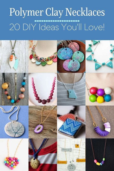 Polymer Clay Necklace Ideas You'll Want to Try - DIY Candy Clay Necklace Ideas, Jewelry Ideas Necklace, Polymer Clay Necklace Ideas, Polymer Clay Jewelry Ideas, Clay Jewelry Ideas, Polymer Necklace, Polymer Clay Beaded Necklace, Easy Polymer Clay, Clay Necklaces