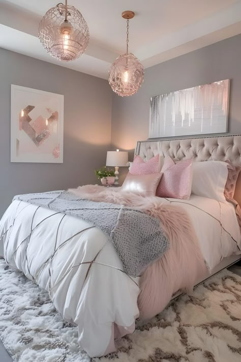 Bedroom 2024 Trends, Pink Wall Bedroom, Modern Victorian Bedroom, Green Room Colors, Romantic Interior Design, Bright Room Colors, Light Pink Bedrooms, Retreat Decor, Paint Colors 2024