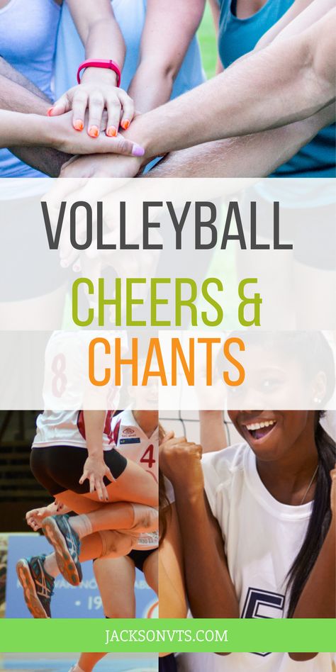 Volleyball Cheers & Chants for Club Volleyball Players Good Volleyball Chants, Ace Volleyball Cheers, Volley Ball Cheers, Fun Volleyball Chants, Volleyball Kill Cheers, Good Volleyball Cheers, Volleyball Chants For Ace, Fun Volleyball Drills Team Building, Volley Ball Chants