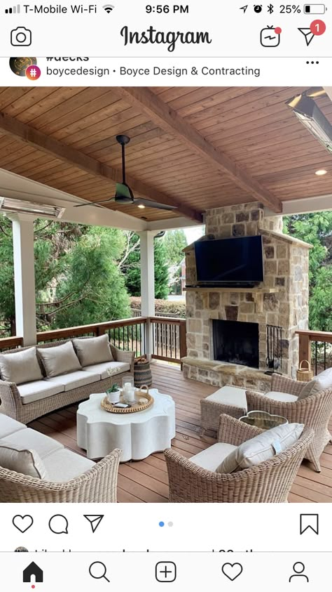 Deck With Roof And Fireplace, Outdoor Fireplace On Deck Covered Patios, Covered Deck Fireplace, Screened In Porch Seating Ideas, Back Deck With Fireplace, Back Deck Fireplace, Outdoor Deck With Fireplace, Outdoor Fireplace Ideas Covered Decks, Covered Patio Fireplace Ideas