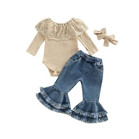 Western Baby Outfits, Western Baby Girls, Baby Bell Bottoms, Parker Outfit, Bell Bottoms Outfit, Newborn Dress, Printed Flare Pants