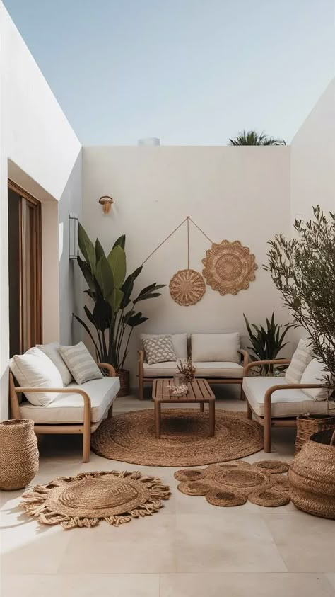 Small Outside Patio Ideas Apartment, Small Backyard Apartment Ideas, Ideas For Small Backyard Spaces, Boho Patio Decor Small Spaces, Small Cozy Backyard Ideas, Small Outside Patio Ideas, Outdoor Small Patio Ideas, Cozy Backyard Seating, Small Back Patio Ideas