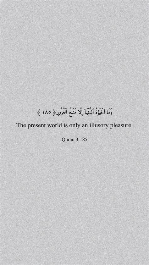 Quran 3:185 Wallpaper, Quran Verses Comfort, The Dunya Is Nothing But A Beautiful Lie, Quran 3:185, Quotes Of Quran, Islamic Verses Quran, Quran Lockscreen, Best Quran Verses, Quotes From Quran Islam