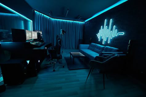 Music Studio Room Aesthetic Dark, Studio Music Room Design, Youtube Studio Ideas Decor, Music Studio Room Luxury, Dj Studio Room Ideas, Home Studio Aesthetic, Music Studio Room Aesthetic, Studio Recording Room, Music Studio Bedroom