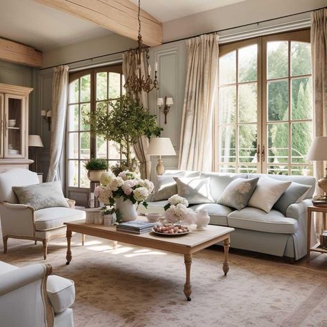 Modern French Country Living Room, Country Living Rooms, Country French Living Room, Inspiring Lifestyle, French Country Living, Modern French Country, English Interior, French Country Kitchens, French Country Living Room