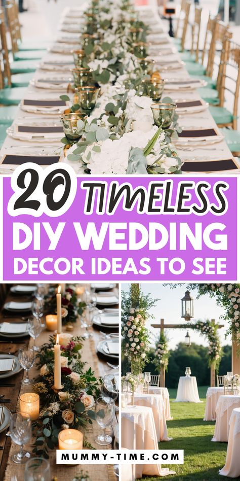 Create a wedding that’s both classic and beautiful with timeless decor ideas! 🕊️🌸 From graceful table settings to elegant floral arrangements, find inspiration for every detail of your special day. Save this pin to help plan your dream wedding! 📌💍 Simple Wedding Place Setting, Long Wedding Centerpieces, Wedding Flower Arrangements Table Centerpiece Ideas, Simple Wedding Table Decor Budget, Rectangle Table Wedding Layout, Wedding Long Table Decorations, Wedding Table Settings Without Plates, Wedding Table Decor Simple, Elegant Wedding Centerpiece Ideas