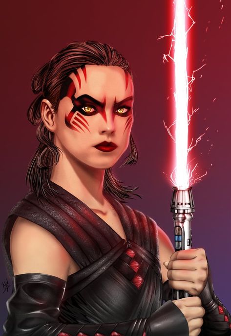 Darth Rey by channandeller Dark Side Makeup Star Wars, Star Wars Face Markings, Starwars Makeup Looks, Star Wars Makeup Ideas Dark Side, Sith Makeup Female, Star Wars Makeup Ideas, Villain Makeup, Sith Makeup, Star Wars Logos