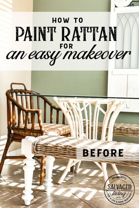 Learn how to paint rattan furniture for a quick and easy makeover. You can redo a room in an afternoon and this inspirational DIY rattan makeover will give you the tips and encouragement to make it happen! Grab your mismatched furniture and use paint to bring it all together! #furniturepainting #paintingtips #wickermakeover #rattanfurniture Rattan Makeover, Paint Rattan Furniture, Painting Rattan, Rattan Furniture Makeover, Painting Wicker, Wicker Furniture Makeover, Painting Wicker Furniture, Diy Rattan, Mismatched Furniture