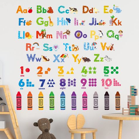 Decorate your room instantly. Bring colour and life into your room without the hassle of painting and cleaning Alphabet Painting, Painting On Wall, Toddler Decor, Kids Decals, Wall Stickers Animals, Toddler Classroom, Number Wall, Babies Room, Alphabet Wall