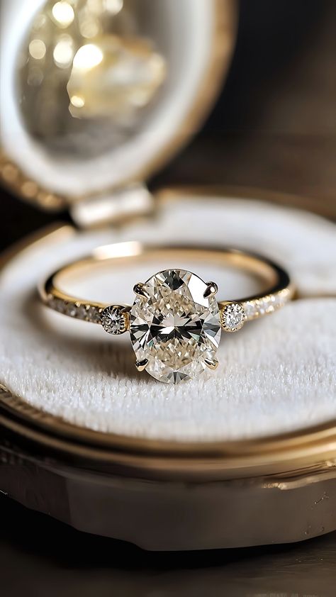 Classy Engagement Ring Oval, Engagement Setup, Classy Engagement Rings, Classy Engagement Ring, Bells Wedding, Classic Diamond Ring, Rose Gold Moissanite Ring, Pretty Engagement Rings, Rings Oval