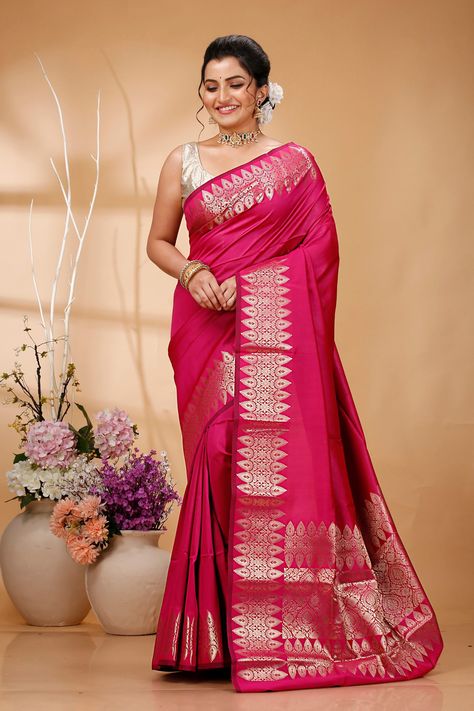 Pink organza saree