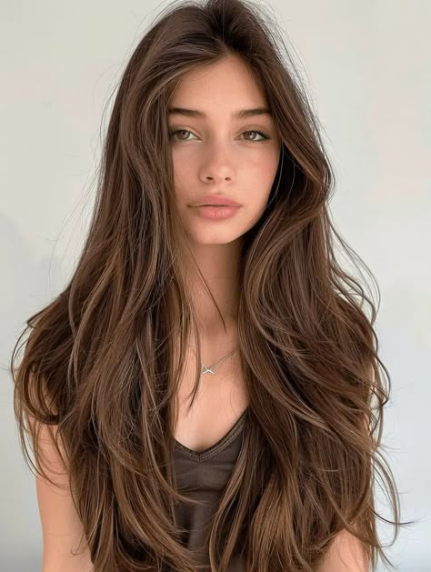 Hair Color Natural Brown, Rich Girl Hair Color, Hair Colour Brown Shades, Brown Girl Hair Color Ideas, Different Shades Of Brown Hair Color, Cute Girls With Brown Hair, Hair Color Ideas For Long Hair, Long Brown Haircut, Shade Of Brown Hair Color