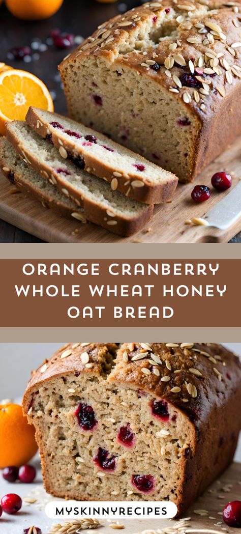 🍊🍞 Dive into a delightful fusion of flavors with our Orange Cranberry Whole Wheat Honey Oat Bread recipe! Nutty whole wheat flour, tangy cranberries, and zesty orange zest create a perfect balance of sweetness and tartness. 🌾🍯 Perfect for breakfast or snacking, this wholesome bread is a treat for your taste buds and a nourishing addition to your table. #homemadebread #baking #healthyrecipes 🥖🧡 Healthy Cranberry Bread, Recipes With Wheat Flour, Whole Wheat Flour Recipes, Wheat Berry Bread Recipe, Honey Oat Bread Recipe, Whole Wheat Recipes, Homemade Honey Wheat Bread, Wheat Germ Recipes, Wheat Bread Recipes