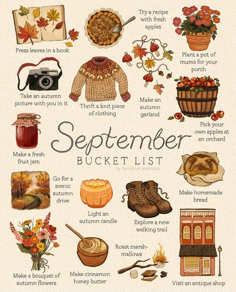 Monthly Bucket List, Autumn Bread, Apple Press, Autumn Bucket List, Autumn Candle, Making A Bouquet, Fall Mood Board, Pressed Leaves, Fall Bucket List