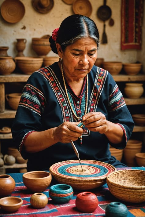 Handcrafted Heritage: Discovering the Artisan Crafts of Oaxaca Hyatt Zilara Cancun, Mexico Crafts, San Bartolo, Plant Kingdom, Inspired Photoshoot, Hispanic Culture, Old Portraits, Mexican Heritage, Traditional Pottery