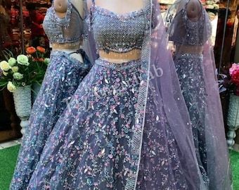 Buy Lehenga Choli for Indian Wedding Festival Georgette Fabric Online in India - Etsy Lehenga Latest Designs, Net Lehenga Designs, Netted Lehenga, Indian Women Dress, Purple Lehenga, Fancy Lehenga, Bridal Lehenga Designs, Indian Lehenga Choli, Lehenga Choli Wedding