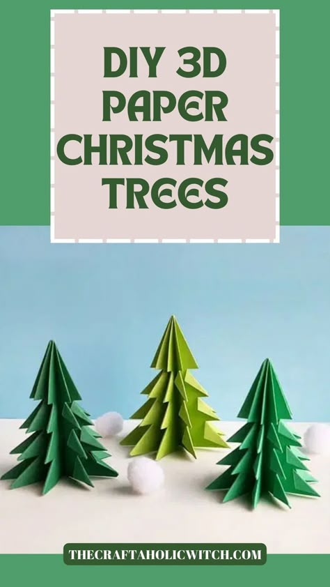 DIY 3D Paper Christmas Trees Paper Tree Craft, Tree Paper Craft, Paper Crafts 3d, Paper Christmas Crafts, Christmas Tree Paper Craft, Paper Christmas Trees, Christmas Tree Paper, Diy Paper Christmas Tree, Cardboard Christmas Tree