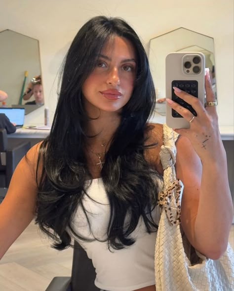 Black Hair Layers, Black Hair Haircuts, Black Hair Aesthetic, Volume Curls, Brown Hair Inspo, Long Dark Hair, Blowout Hair, Hair 2024, Haircuts Straight Hair