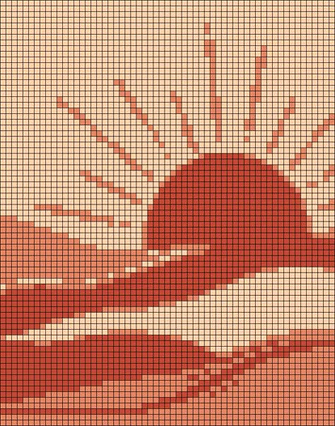 Alpha pattern #170768 Sun Grid Pattern, Sunrise Cross Stitch, Sun Tapestry Crochet, Stained Glass Alpha Pattern, Sunset Alpha Pattern, Sun Alpha Pattern, Big Alpha Patterns, Crochet Tapestry Alpha Pattern, Tapestry Crochet Patterns Charts Free