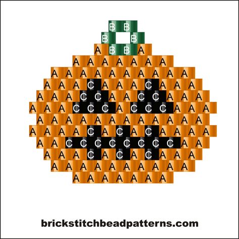 Brick Stitch Bead Patterns Journal: Simple Pumpkin Free Halloween Brick Stitch Earring Bead Pattern Brick Stitch Pendant, Halloween Beadwork, Halloween Beading, Halloween Earrings Beaded, Halloween Beaded Jewelry, Journal Simple, Seed Bead Patterns Free, Seed Bead Crafts, Native Beading Patterns