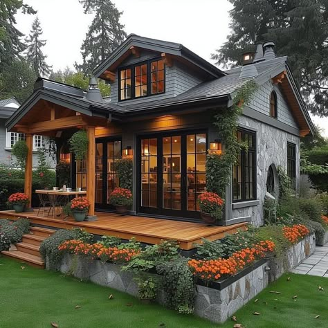 Small Cozy Barndominium, House With Big Windows Exterior, Boho House Exterior, Tiny House Nation, Cabin Exterior, Modern Exterior House Designs, Inspire Me Home Decor, Dream House Exterior, Sims House