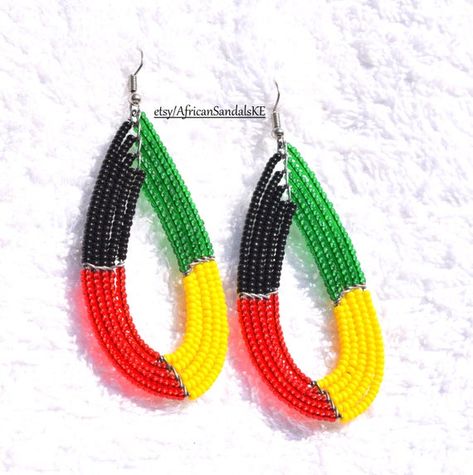 ON SALE Tribal Earring, Ethnic Earring, Masai Earring, Africa Bead Earring, African Jewelry, Kenya E Jamaica Style, Masai Jewelry, Rasta Style, Jamaican Colors, Rasta Earrings, Africa Style, African Earrings, Color Earrings, No Code